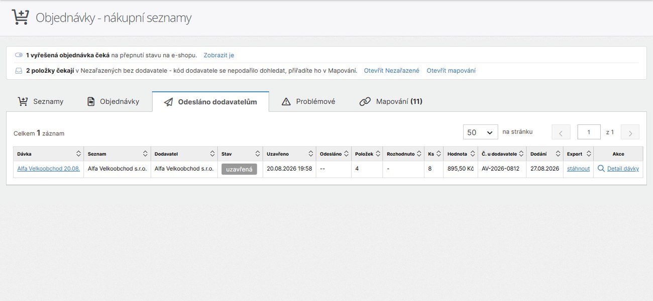 Historie uzavřených dávek